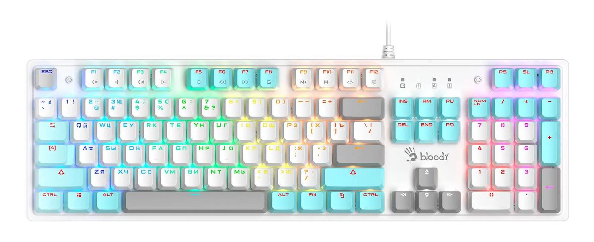 Клавиатура A4TECH Bloody S510N,  USB, белый [s510n (icy white )]